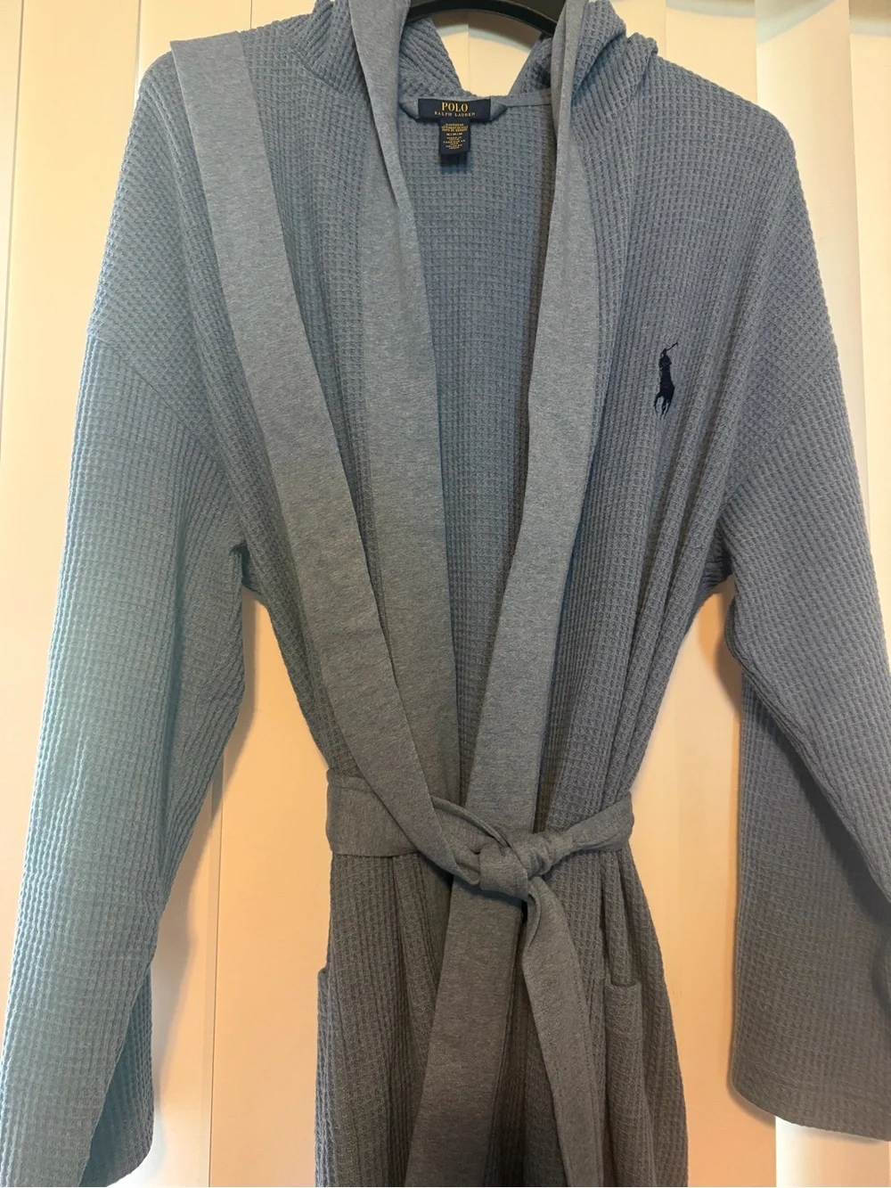 Polo Ralph Laure Waffle-knit robe with belt blue size M-NWOT